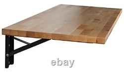Hardwood 4 ft. L x 20 in. D x 1.25 in. T Butcher Block Folding Countertop in