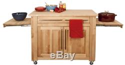 Hardwood Kitchen Island Pull Out Butcher Block Leaves Adjustable Cabinet Shelf