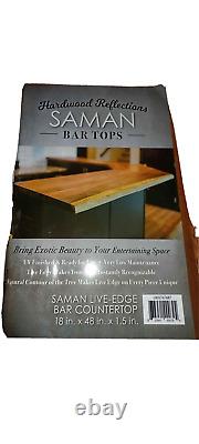 Hardwood Saman Live Edge Bar Table Island Counter Top 4ftx18 Butcher Block Slab