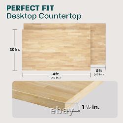 Hevea Solid Wood Butcher Block Table Top, Desk Top, Unfinished Butcher Block Cou