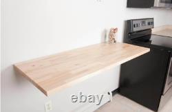 Hevea T Solid Hardwood Butcher Block Folding Countertop in Clear UV Finish