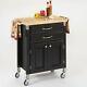 Home Styles Madison Wood Top Prep And Serve Kitchen Cart In Black