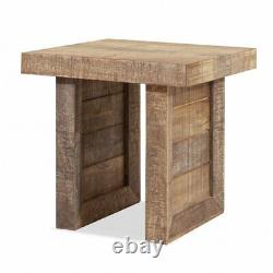 HomeRoots 19.7 Butcher Block Modern Solid Wood End or Side Table in Natural