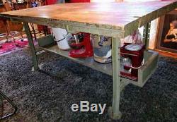 Industrial Kitchen Island / Table. 2 3/4'' Thick wood. Butcher Block Work Table