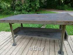 Industrial Kitchen Island / Table. 2 3/4'' Thick wood. Butcher Block Work Table