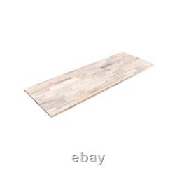 Interbuild 6 ft. L x 25 in. D, Acacia Butcher Block Standard Countertop in White