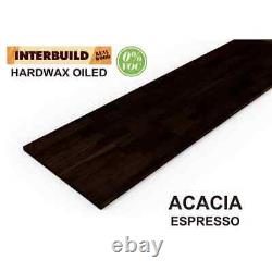 Interbuild Butcher Block Countertop 6' L x 25.5 D x 1 T Espresso Solid Acacia