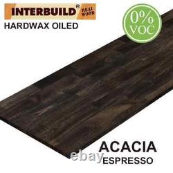 Interbuild Butcher Block Countertop 6' L x 25.5 D x 1 T Solid Acacia Espresso