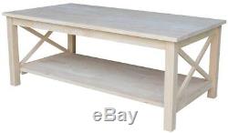 International Concepts Coffee Table Butcher Block Top Solid Wood Unfinished
