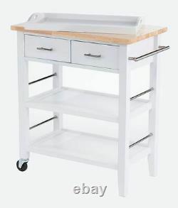 Kitchen Cart Drawers Storage Island 3-Tier Shelves Rolling Butcher Block Top