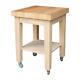 Kitchen Cart Unfinished Wood Full Overlay With 2.75 In. Thick Butcher Block Top