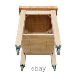 Kitchen Cart Unfinished Wood Full Overlay With 2.75 in. Thick Butcher Block Top