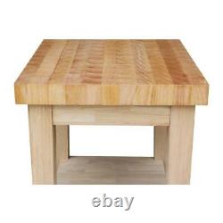 Kitchen Cart Unfinished Wood Full Overlay With 2.75 in. Thick Butcher Block Top