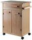 Kitchen Island Rolling Cart Portable Utility Storage Cabinet Wood Block Butcher