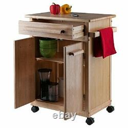 Kitchen Island Rolling Cart Portable Utility Storage Cabinet Wood Block Butcher