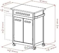 Kitchen Island Rolling Cart Portable Utility Storage Cabinet Wood Butcher Block