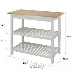 Kitchen Island Solid Wood Top Butcher Block Storage Shelves Cart Counter Drawer