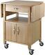 Kitchen Island Solid Wood Utility Cart Butcher Block Rolling Storage Cabinet New