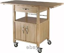 Kitchen Island Solid Wood Utility Cart Butcher Block Rolling Storage Cabinet NEW