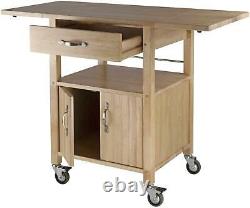 Kitchen Island Solid Wood Utility Cart Butcher Block Rolling Storage Cabinet NEW