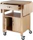 Kitchen Island Solid Wood Utility Cart Rolling Storage Butcher Block Cabinet