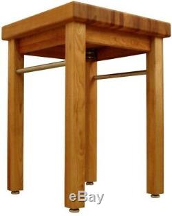 Kitchen Utility Table 24 in. Natural Wood Thick Butcher Block Top Stable Base