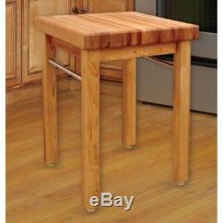 Kitchen Utility Table 24 in. Natural Wood Thick Butcher Block Top Stable Base