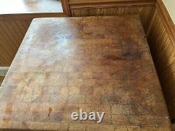 Large Antique Commercial Butcher Block Farm Table Primitive Michigan Maple