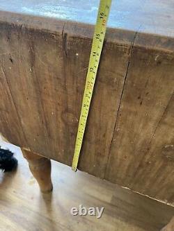 Large Antique Commercial Butcher Block Farm Table Primitive Michigan Maple