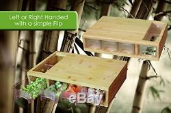 Large Bamboo Cutting Board with Trays/Draws Wood Butcher Block with 4 Drawers