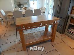 Large ENGLISH OAK butchers block kitchen island table storage furniture rustic