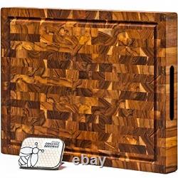 Large End Grain Butcher Block Cutting Board 2 Thick Made of Teak Wood