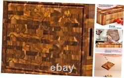 Large End Grain Butcher Block Cutting Board 2 Thick Made of Teak Wood and