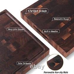 Large End Grain Walnut Wood Cutting Board 17x13x1.5 In Thick Butcher Block For