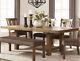 Large Rustic Dining Table Extending Wood Butcher Block Kitchen Distressed Brown