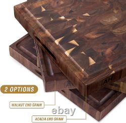 Large Thick End Grain Acacia Wood Butcher Block 17X13X1.5 in Wood Cutting Board