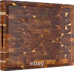 Large Thick End Grain Acacia Wood Butcher Block 17X13X1.5 in Wood Cutting Board