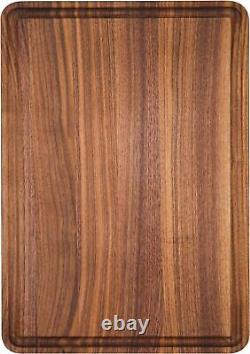 Large Wood Cutting Board 17X13X1.5 in Butcher Block With Non Slip Mat Juice Groo