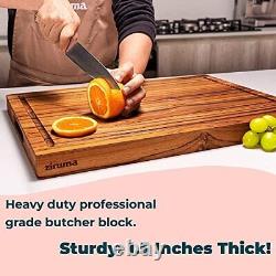Large Wood Cutting Board for Kitchen 1.5 Thick Teak Butcher Block Conditione