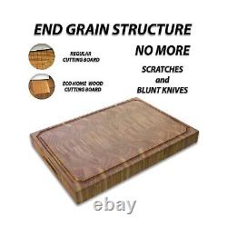 Large extra thick 2 wood end grain butcher block cutting board for kitchen 2
