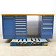 Lista Butcherblock Wood-top 13-drawer 1-cabinet 72 X 30 X 35 Blue Workbench