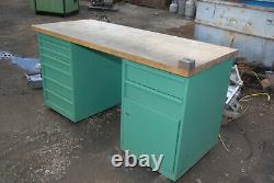 Lista Wooden workbench two cabinets butcher block wood tool storage INV=29847