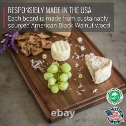 Made in USA Black Walnut Wood Cutting Board by Butcher Block Wooden Carv