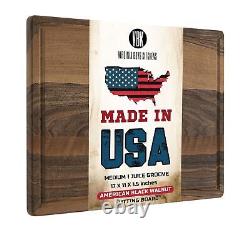 Made in USA Black Walnut Wood Cutting Board by Butcher Block Wooden Carving