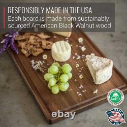 Made in USA Black Walnut Wood Cutting Board by Butcher Block Wooden Carving