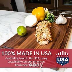 Made in USA Black Walnut Wood Cutting Board by Butcher Block Wooden Carving