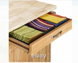 Mainstays Kitchen Cart with Drawer, Spice Rack, Towel Bar, Butcher Block Top, Na