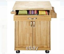 Mainstays Kitchen Cart with Drawer, Spice Rack, Towel Bar, Butcher Block Top, Na