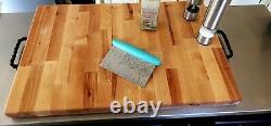 Maple Butcher Block Cutting Board With Iron Handles 25 X 16 X 1.5 Inches
