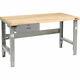 Maple Butcher Block Square Edge Top Workbench With Drawer, 60w X 30d, Gray